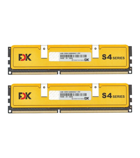 رم دسکتاپ DDR4 دو کاناله 3200 مگاهرتز CL16 فدک مدل S4 ظرفیت ۸ گیگابایت