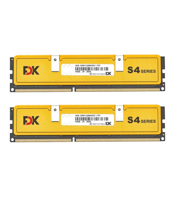 رم دسکتاپ DDR4 دو کاناله 3200 مگاهرتز CL16 فدک مدل S4 ظرفیت ۱۶ گیگابایت