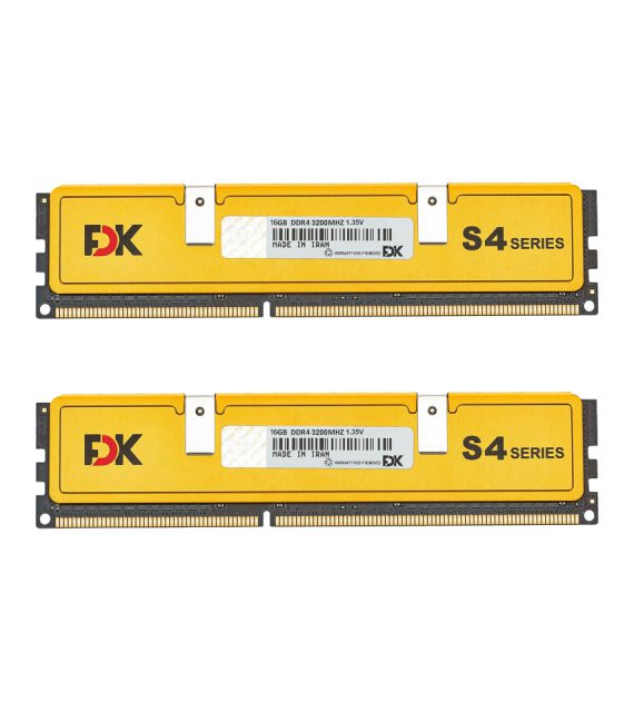 رم دسکتاپ DDR4 دو کاناله 3200 مگاهرتز CL16 فدک مدل S4 ظرفیت ۳۲ گیگابایت